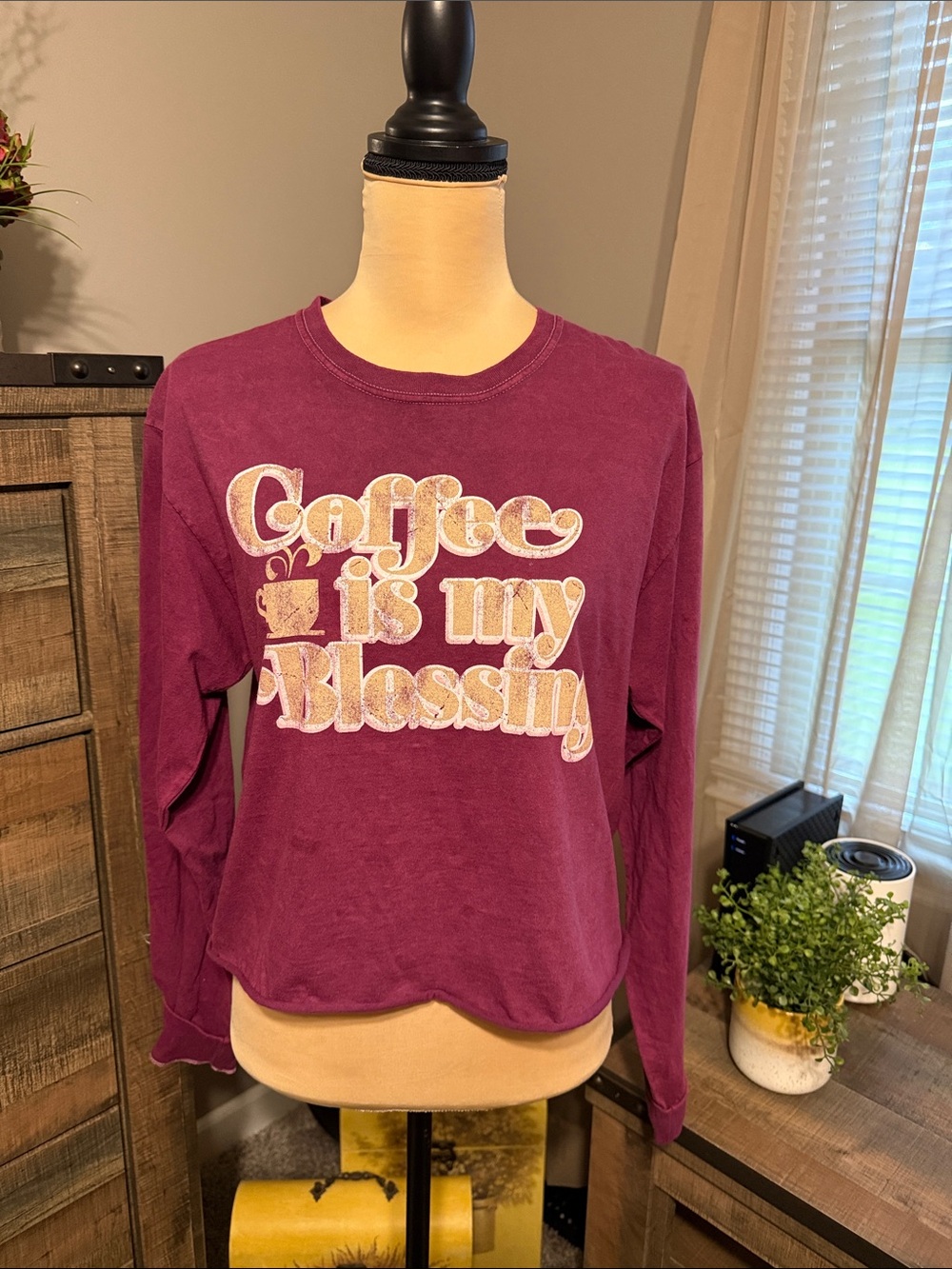 Cold Crush "Coffee Is My Blessing" Long-Sleeve Top - Magenta